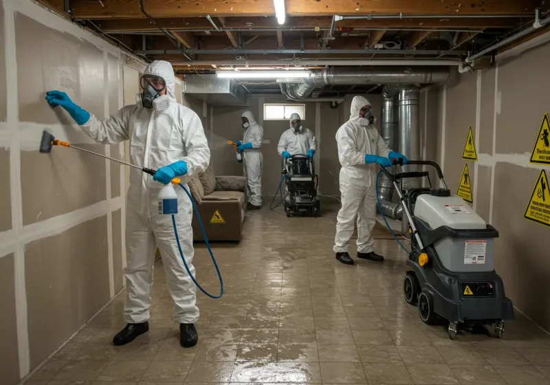 Basement Moisture Removal and Structural Drying process in Gueydan, LA